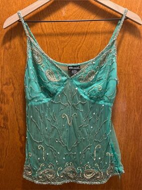 Vintage Wet Seal Beaded Green Tank Top